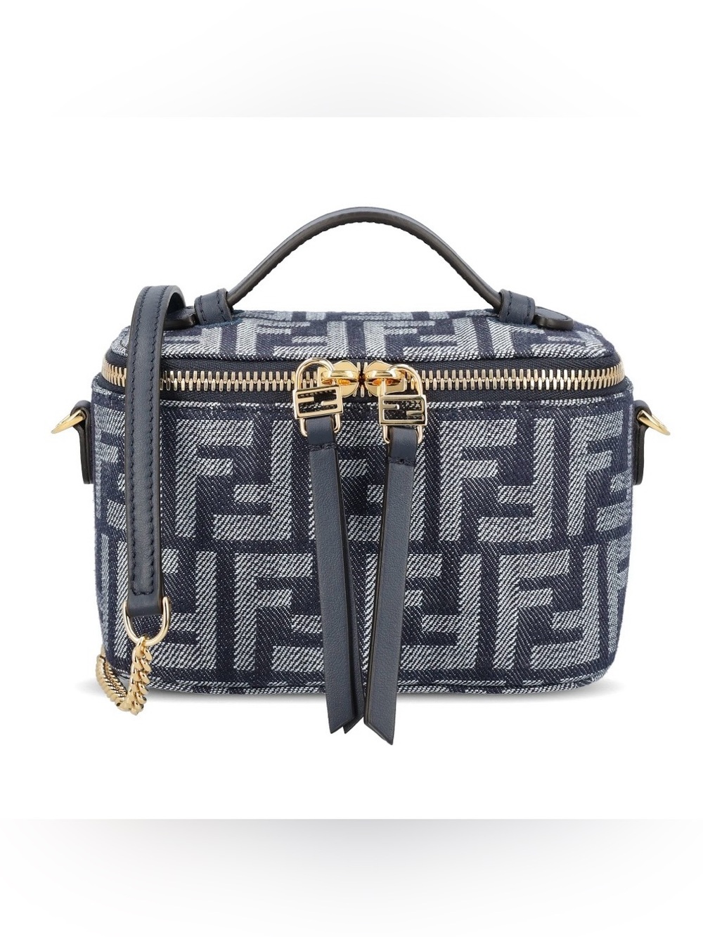 FENDI FF logo denim vanity crossbody bag